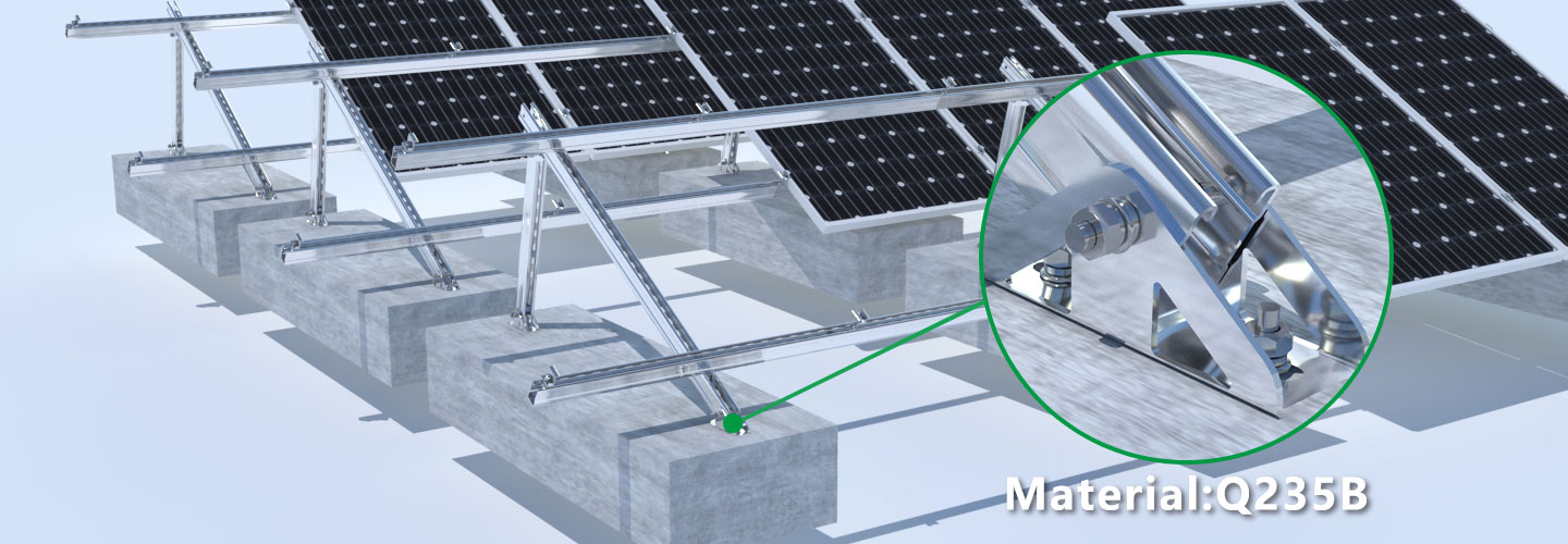 flat roof ballasted rooftop racking